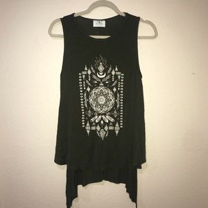 Green boho tank